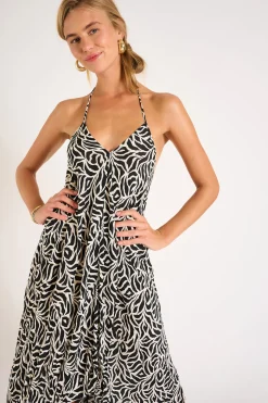 STRANDKLEDING JURK Zwart OHARA ZEBRAVOIL