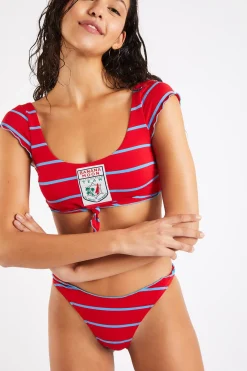 Tweedelig badpak rood Norio & Jaya Retrostripe